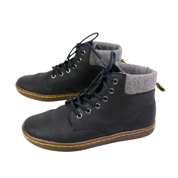 Dr. Martens BLACK GENUINE LEATHER FLAT LACE UP ROUND TOE ANKLE BOOTS Size 8/39EU - Picture 4 of 11